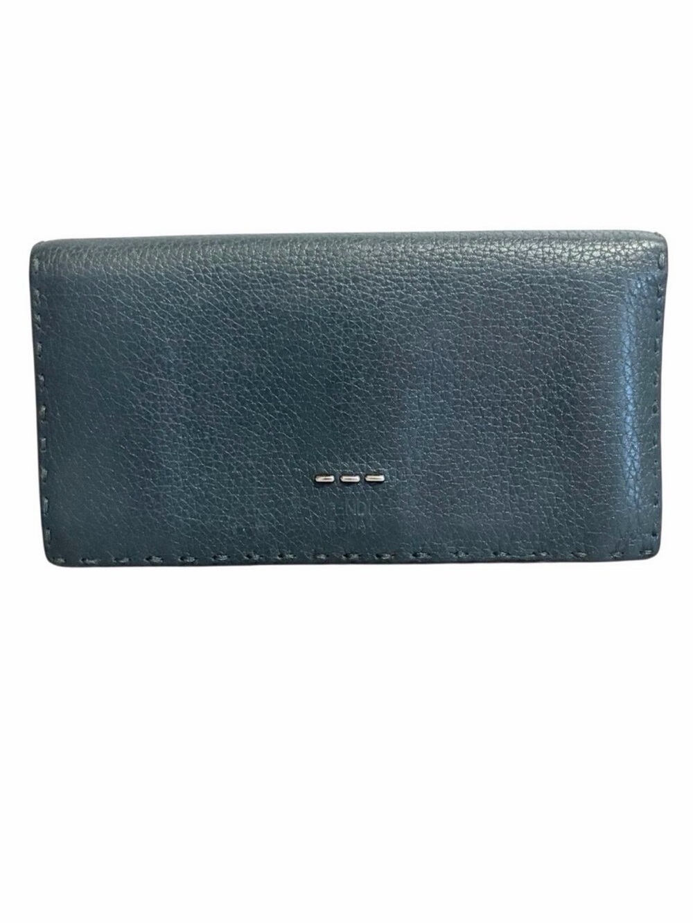 Fendi Selleria Forest Green Grained Leather Long Continental Wallet